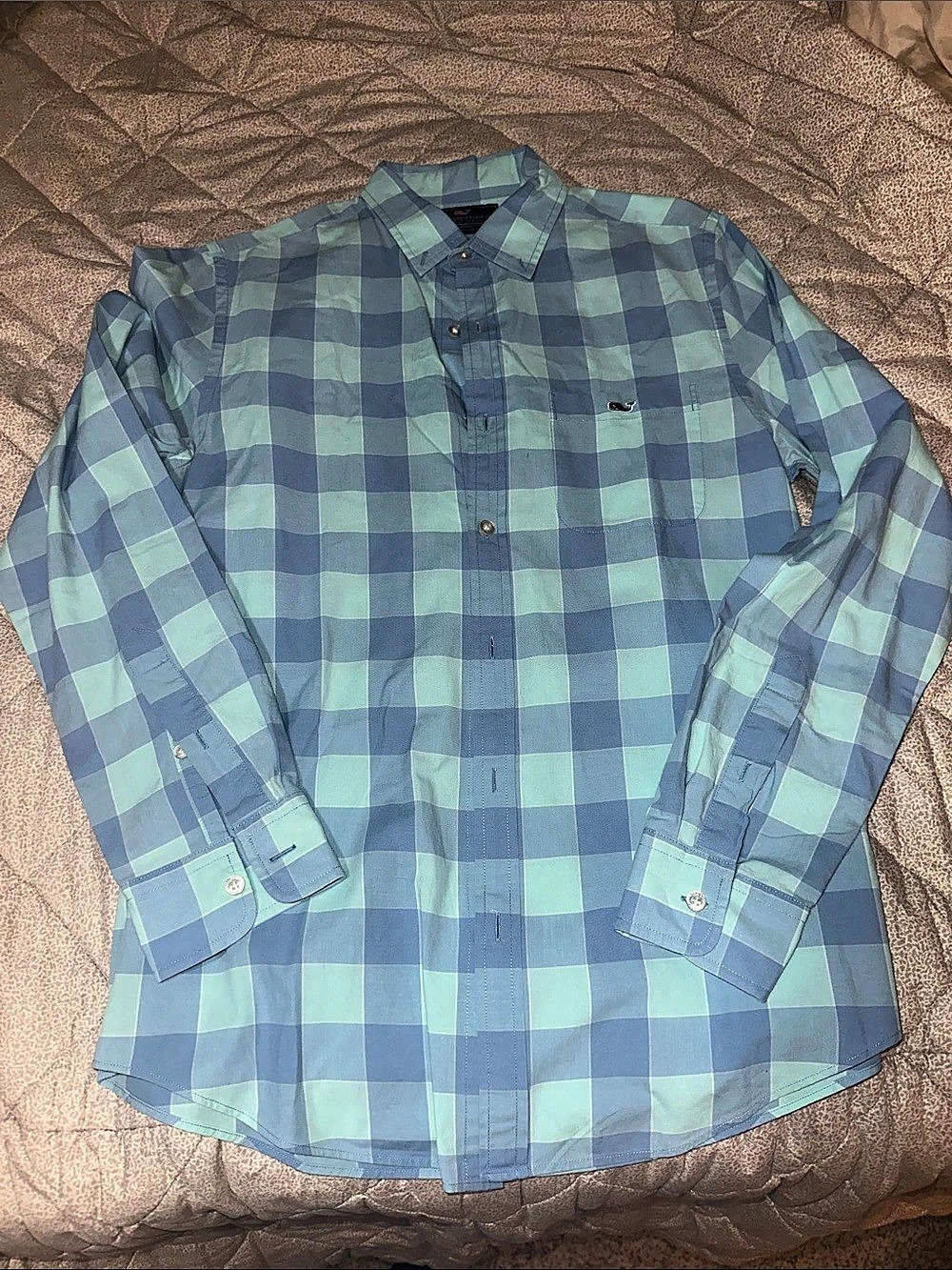 Vineyard Vines Slim Fit Tucker Shirt Blue & Green Small